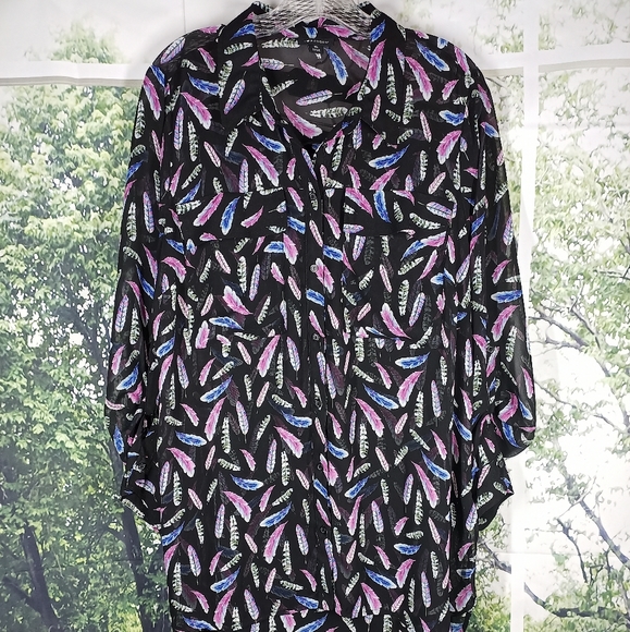 Ronson sheer button down blouse. - Picture 1 of 5